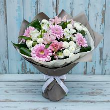 Букет цветов из:  Герберы, Альстромерии и Хризантемы в Нижней Пойме