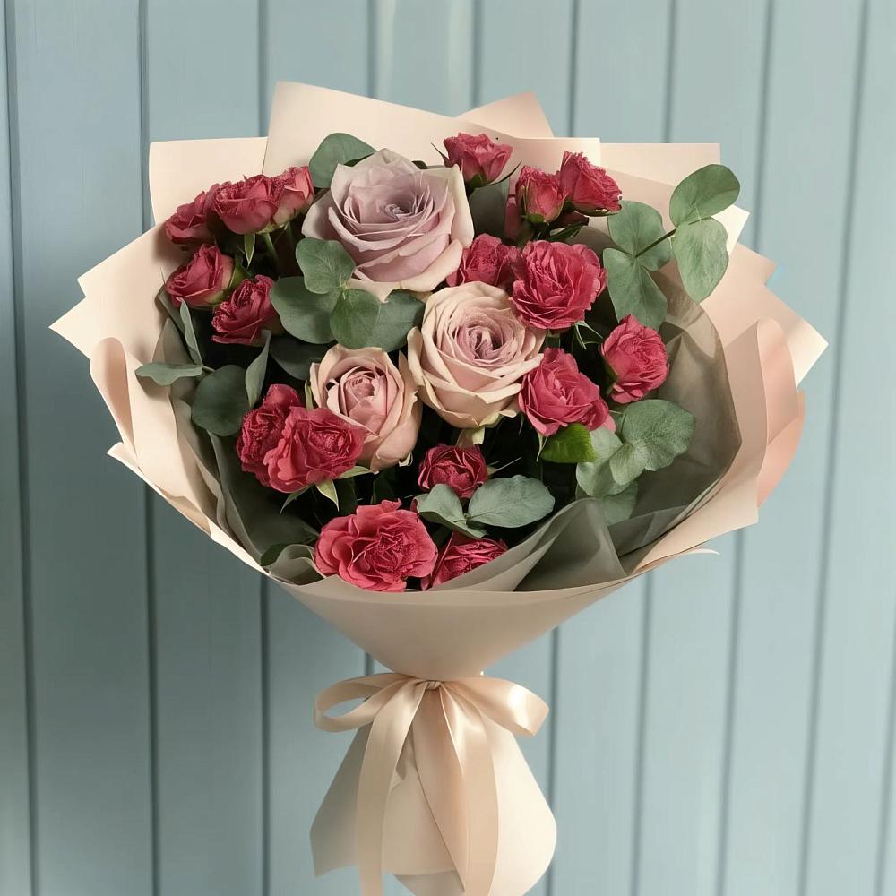 Букет цветов из: Гвоздики и Розы в Нижней Пойме