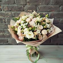Букет цветов из:  Альстромерии, Розы и Хризантемы в Нижней Пойме