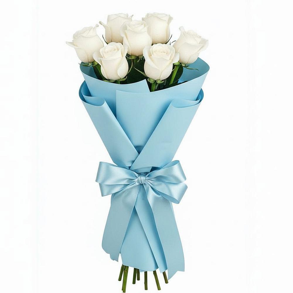 Букет 7 белых роз Проуд в Нижней Пойме