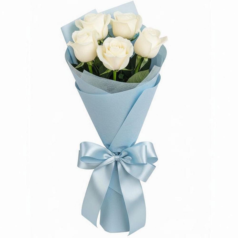 Букет 5 Белых роз Проуд в Нижней Пойме