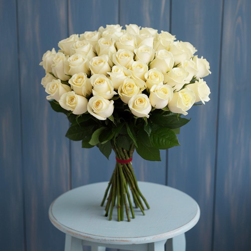 Букет 51 Белая роза Эдлесс Лав в Нижней Пойме