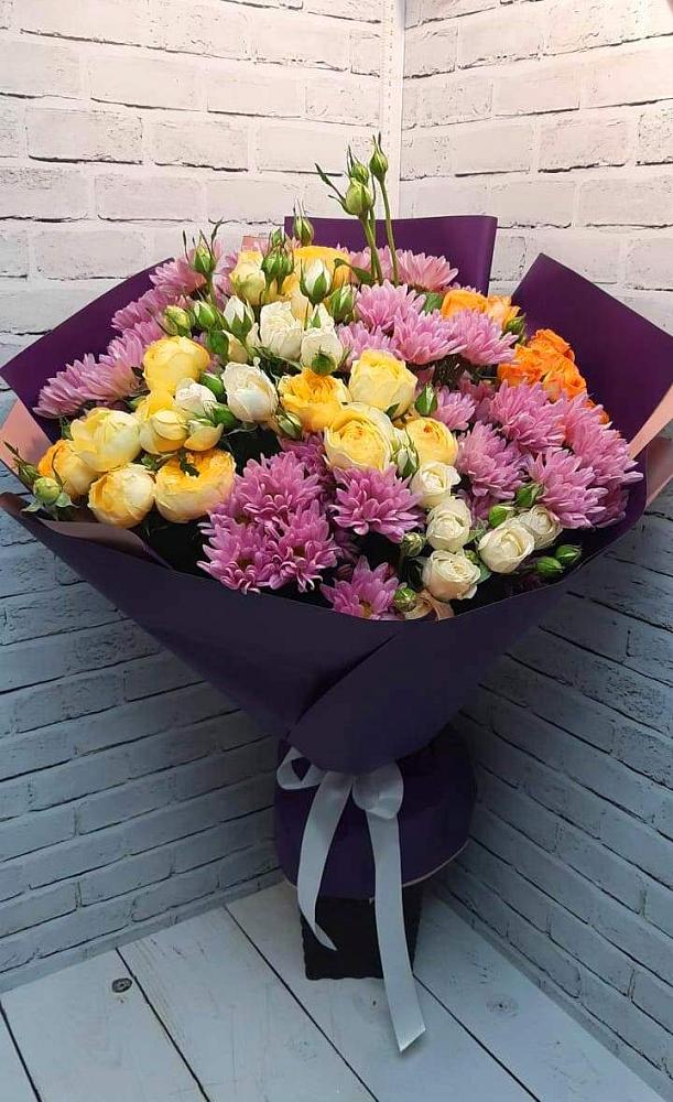 Букет цветов из: Хризантемы и Розы в Нижней Пойме