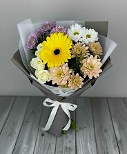 Букет цветов из:  Розы, Герберы и Хризантемы в Нижней Пойме