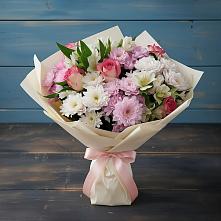 Букет цветов из:  Хризантемы, Альстромерии и Розы в Нижней Пойме