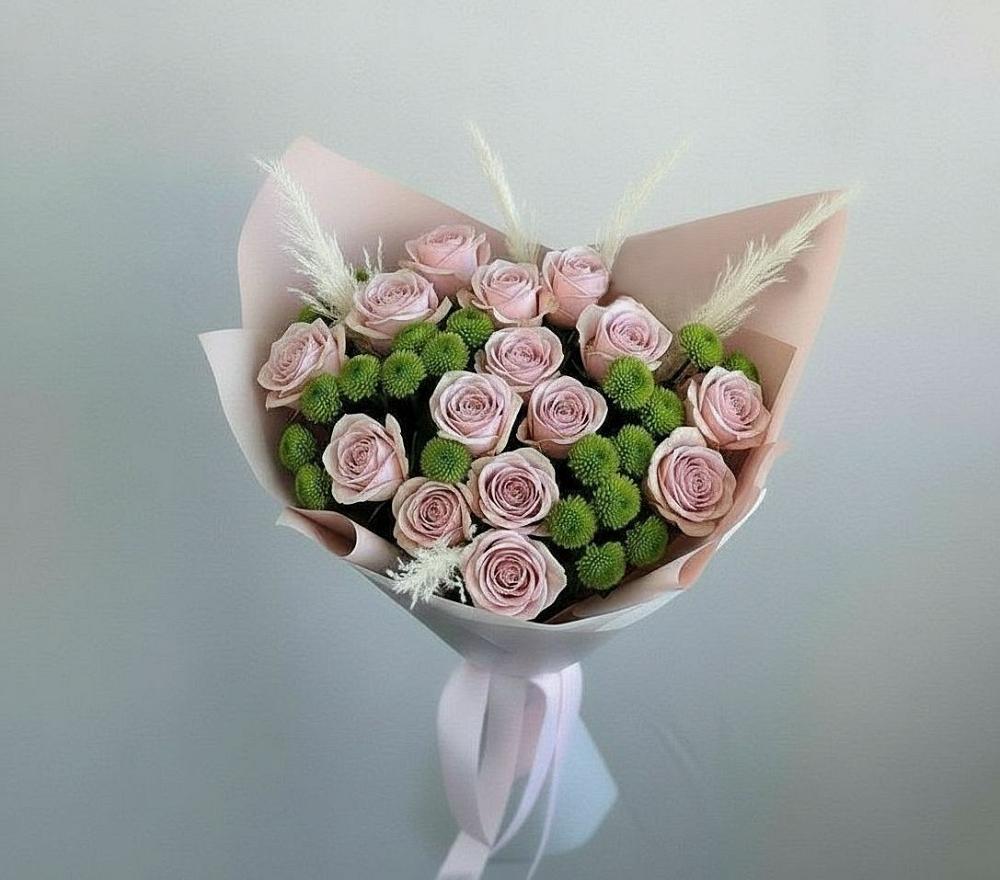 Букет цветов из: Розы и Хризантемы в Нижней Пойме