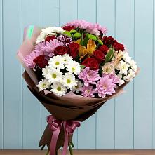 Букет цветов из:  Розы, Хризантемы и Альстромерии в Нижней Пойме