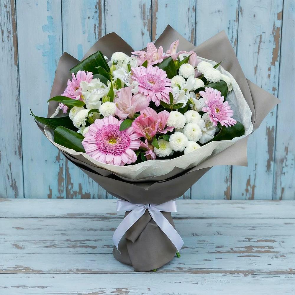 Букет цветов из: Герберы, Альстромерии и Хризантемы в Нижней Пойме