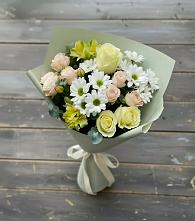 Букет цветов из:  Альстромерии, Розы и Хризантемы в Нижней Пойме