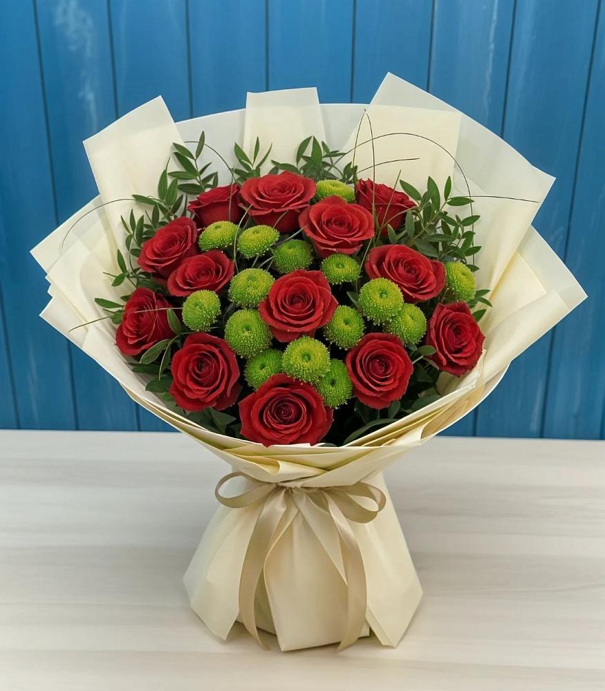 Букет цветов из: Розы и Хризантемы в Нижней Пойме