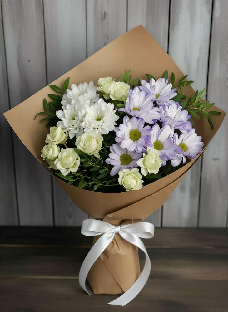 Букет цветов из: Хризантемы и Розы в Нижней Пойме